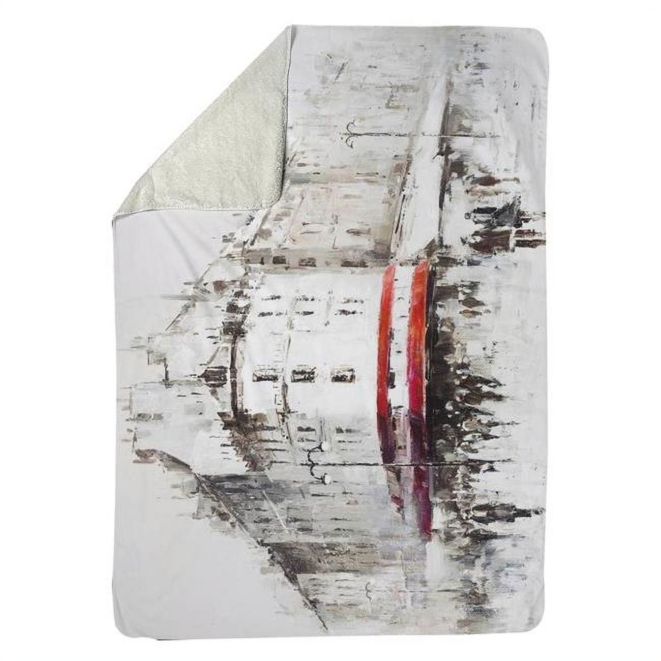 5545-6080-ST11 60 x 80 in. White Street with Red Accents-Sherpa Fleece Blanket