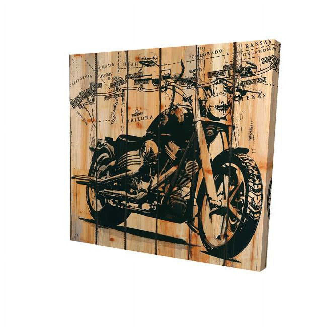 16 x 16 in. Motorcycle on Wood Background-Print on Canvas