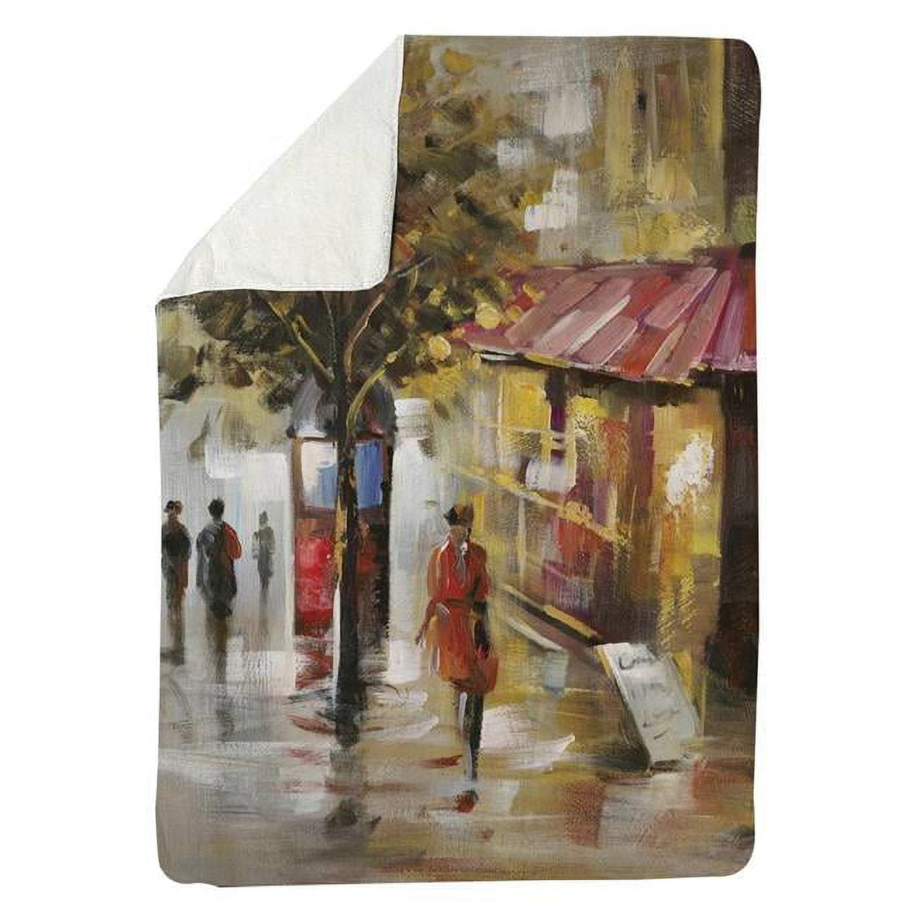 5545-6080-ST4 60 x 80 in. Abstract Street with Passers-Sherpa Fleece Blanket