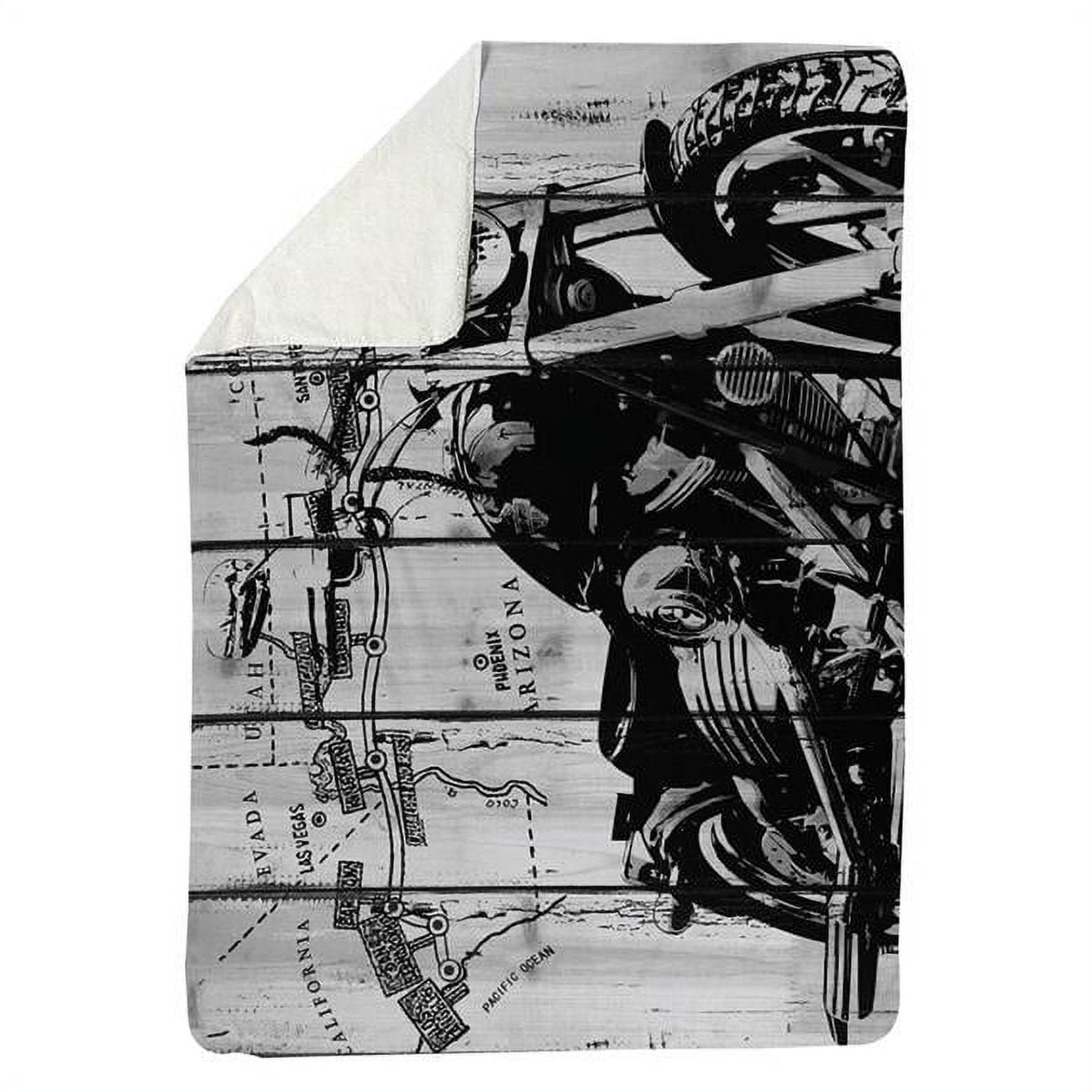 60 x 80 in. Motorcycle Grey & Black-Sherpa Fleece Blanket