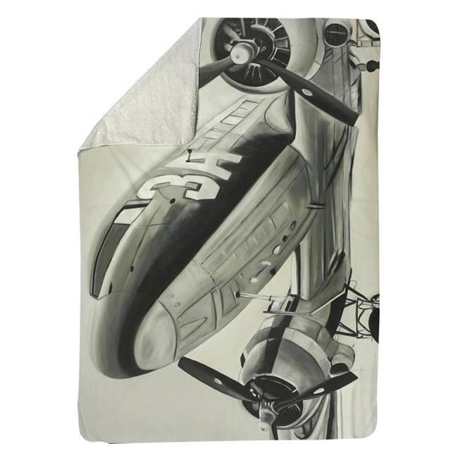 60 x 80 in. Vintage Airplane-Sherpa Fleece Blanket