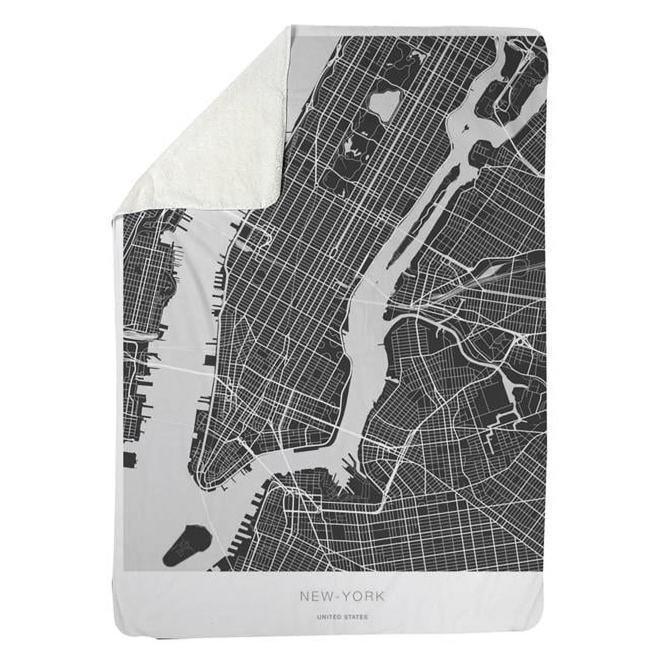 60 x 80 in. New York Graphic Map-Sherpa Fleece Blanket