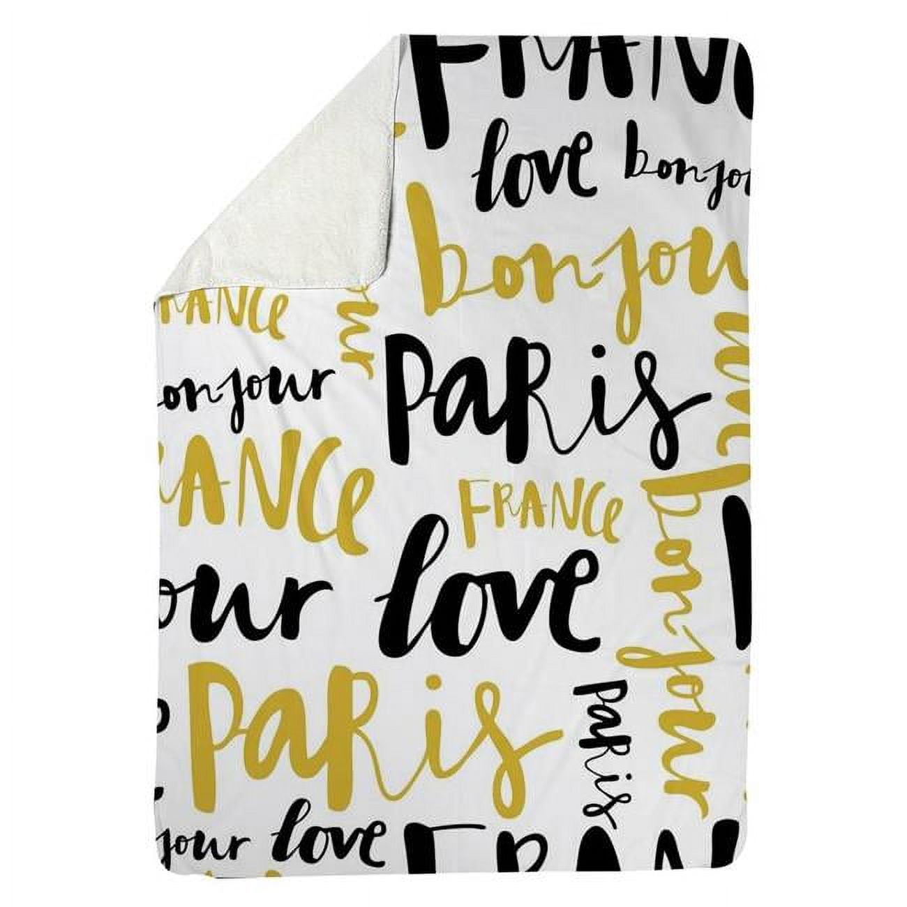 60 x 80 in. Bonjour Paris-Sherpa Fleece Blanket