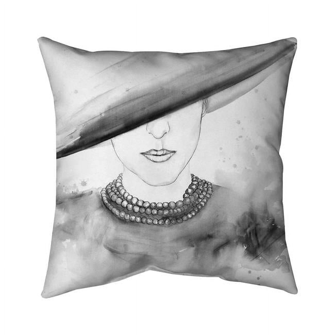 26 x 26 in. Mysterious Lady with A Hat-Double Sided Print Indoor Pillow Cover