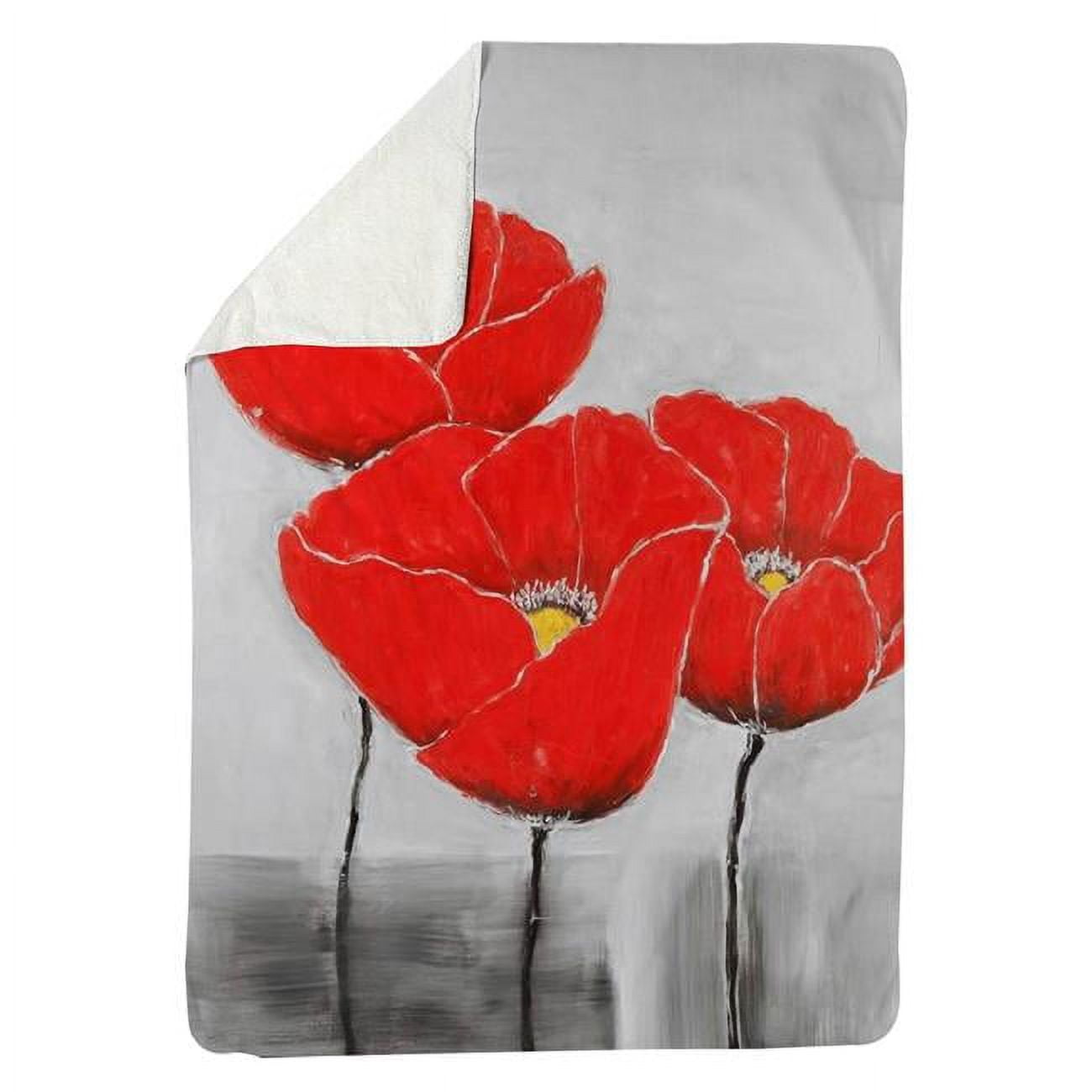 60 x 80 in. Three Poppies-Sherpa Fleece Blanket