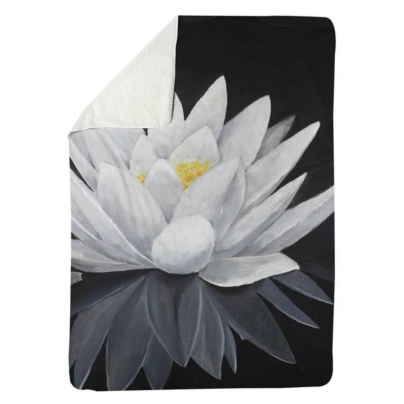 5545-6080-FL198 60 x 80 in. Lotus Flower with Reflection-Sherpa Fleece Blanket