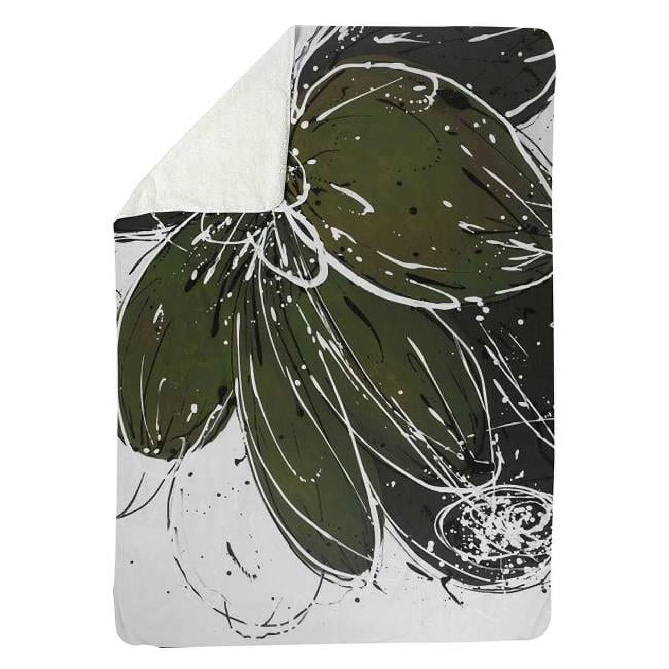 60 x 80 in. Green Flower with Splash Outline-Sherpa Fleece Blanket