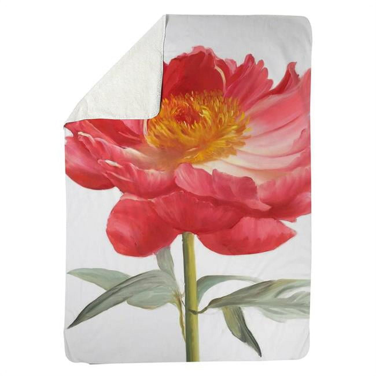 60 x 80 in. Pink Peony-Sherpa Fleece Blanket