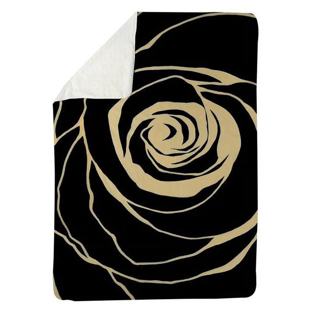 60 x 80 in. Black Rose-Sherpa Fleece Blanket