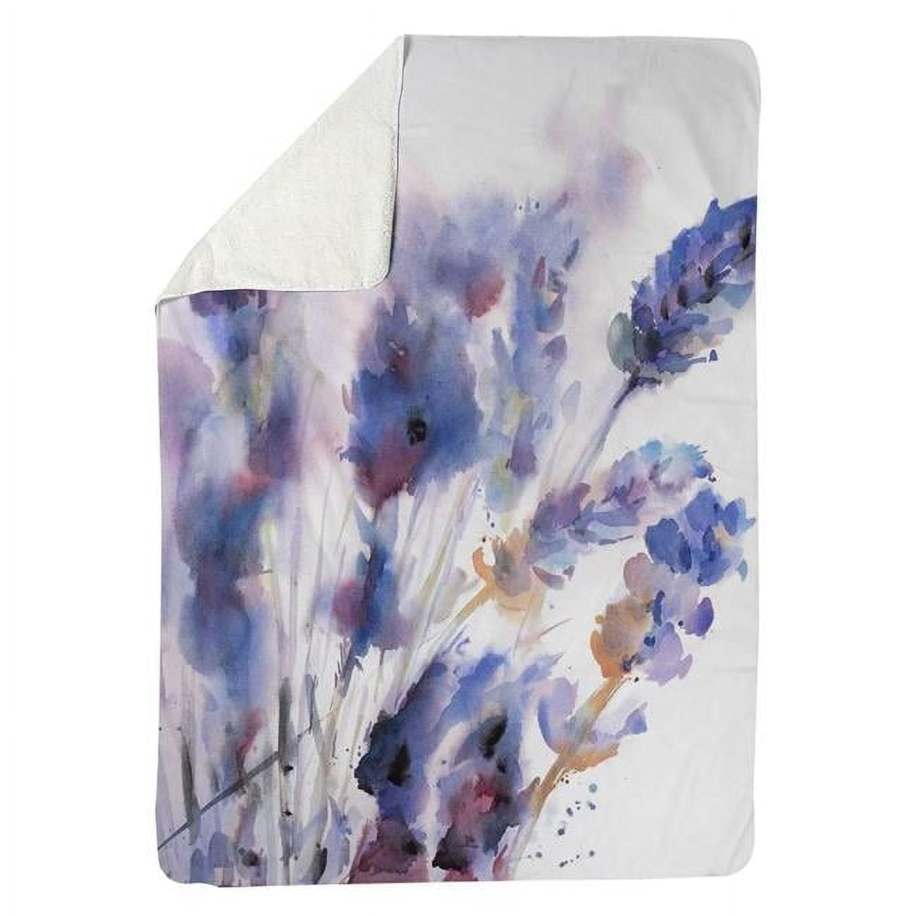 5545-6080-FL229 60 x 80 in. Watercolor Lavender Flowers with Blur Effect-Sherpa Fleece Blanket