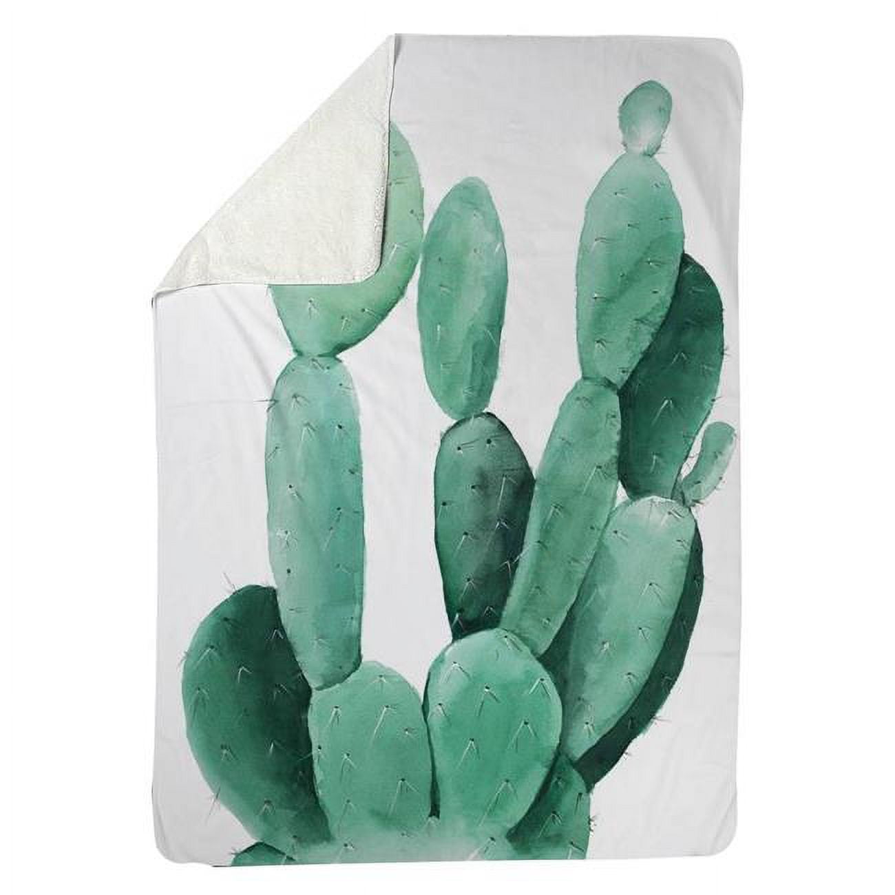 60 x 80 in. Watercolor Paddle Cactus-Sherpa Fleece Blanket