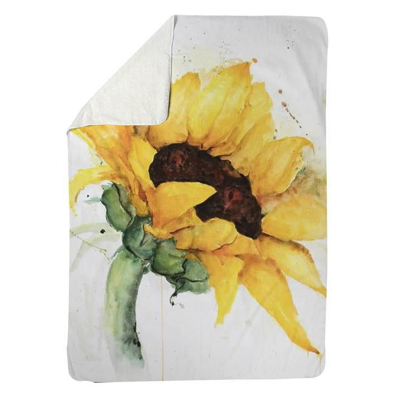 5545-6080-FL239 60 x 80 in. Watercolor Sunflower with Paint Splash-Sherpa Fleece Blanket