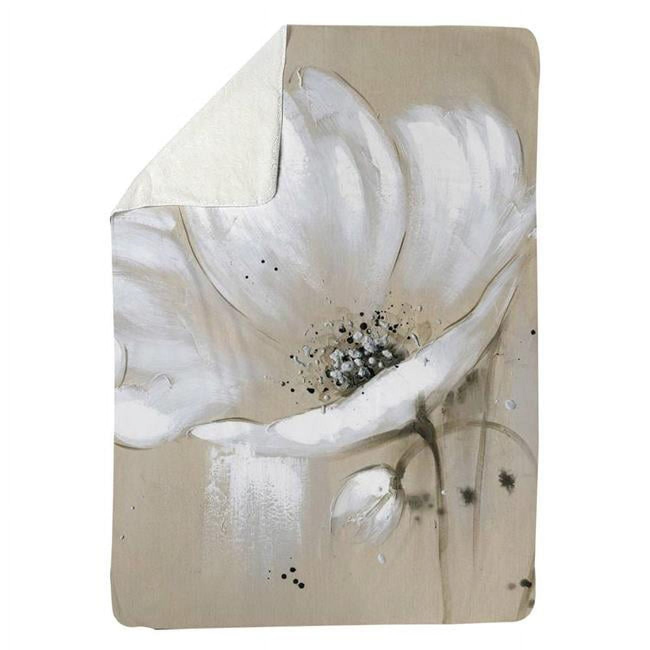 60 x 80 in. White Abstract Wild Flower-Sherpa Fleece Blanket
