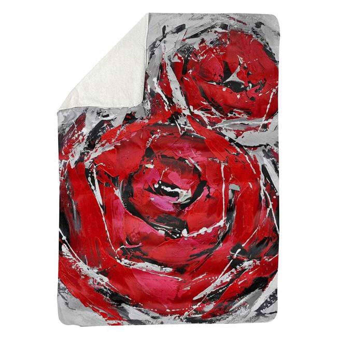 60 x 80 in. Abstract Red Roses-Sherpa Fleece Blanket