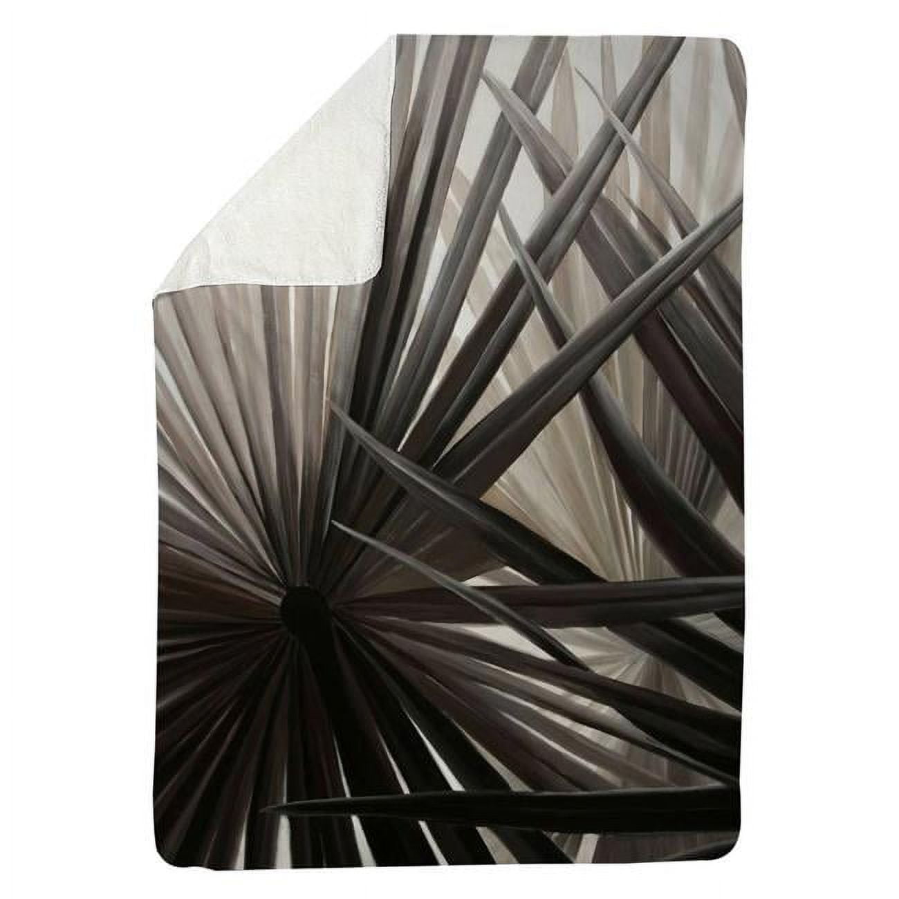 60 x 80 in. Greyscale Tropical Plants-Sherpa Fleece Blanket