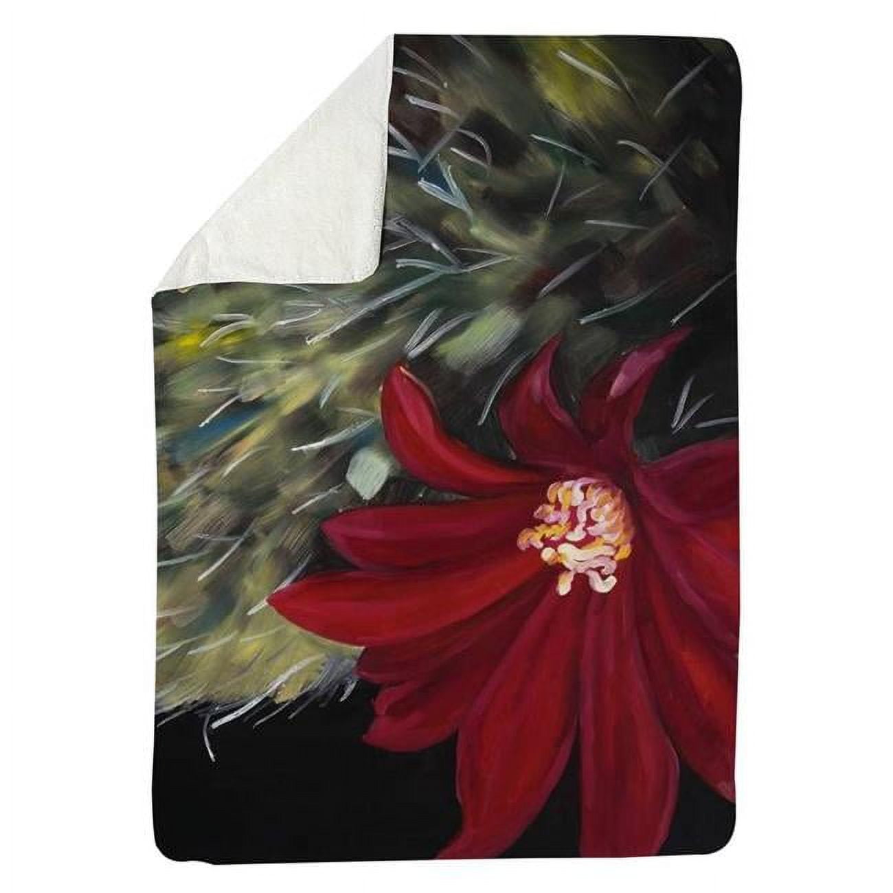 60 x 80 in. Echinopsis Red Cactus Flower-Sherpa Fleece Blanket