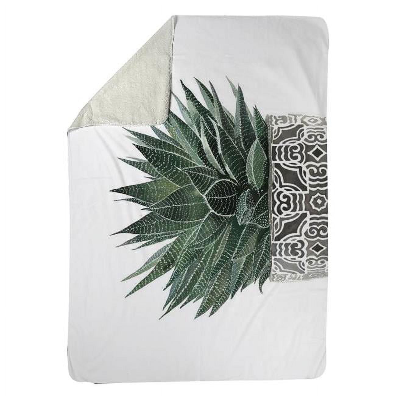 60 x 80 in. Zebra Plant Succulent-Sherpa Fleece Blanket