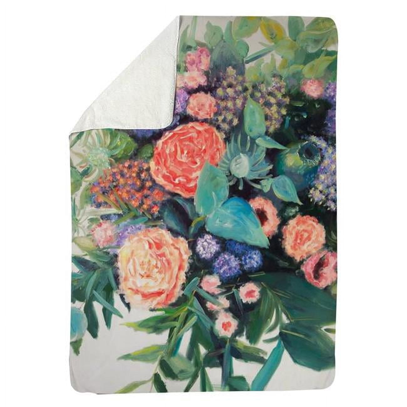60 x 80 in. Flowers Melody-Sherpa Fleece Blanket