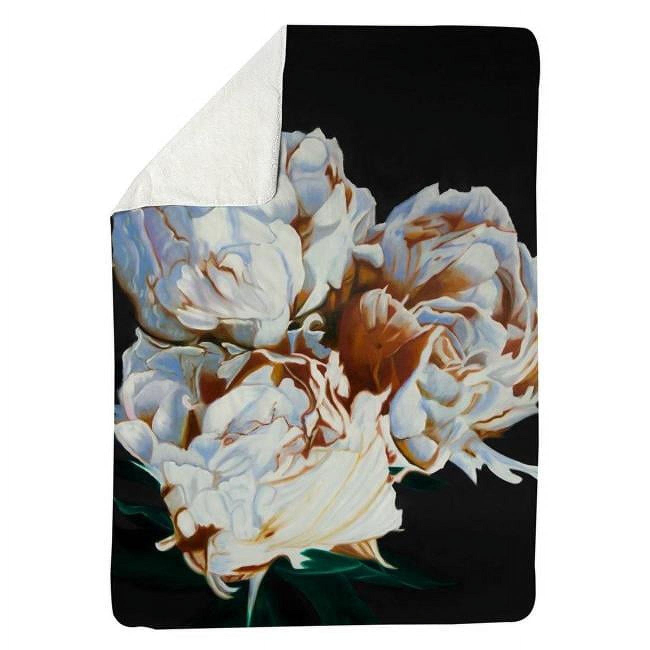 60 x 80 in. Blooming Peonies-Sherpa Fleece Blanket