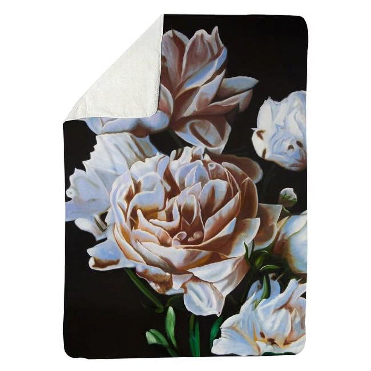 60 x 80 in. Peonies-Sherpa Fleece Blanket