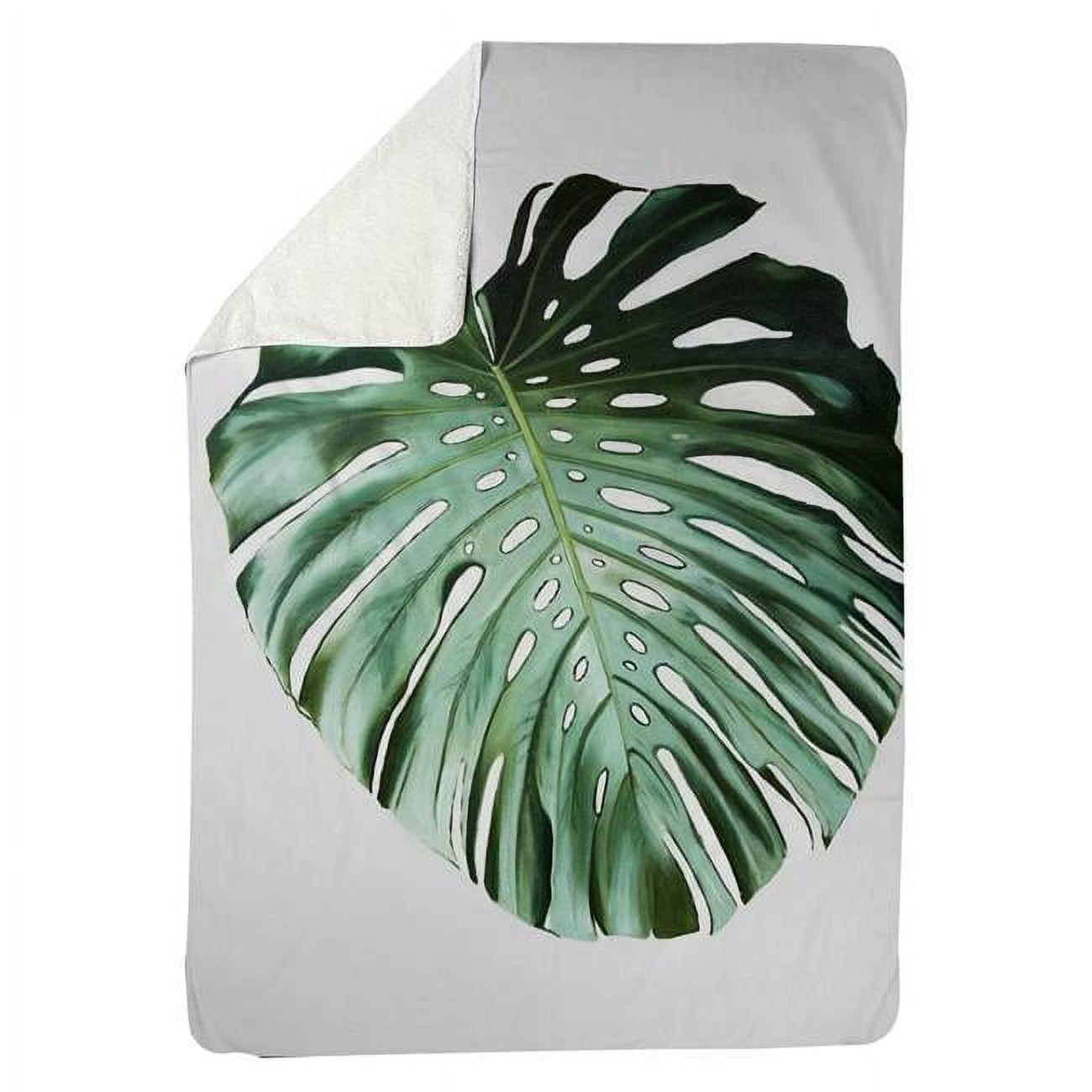60 x 80 in. Monstera Leaf-Sherpa Fleece Blanket