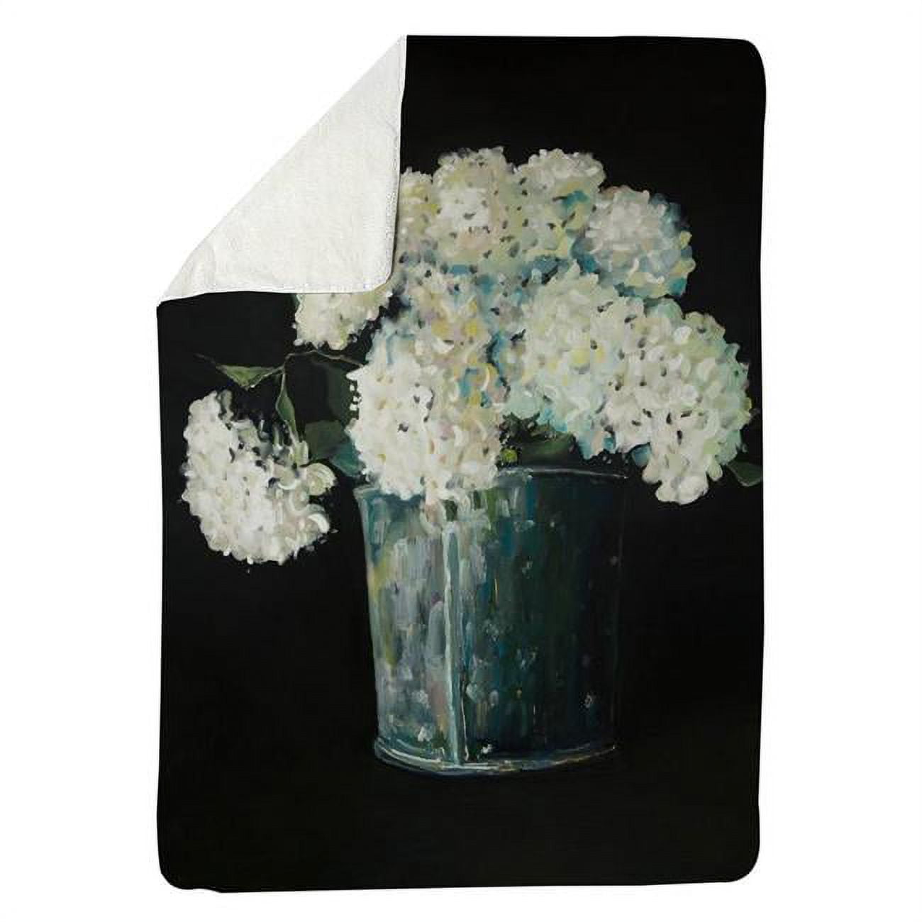 60 x 80 in. White Hydrangea Flowers-Sherpa Fleece Blanket