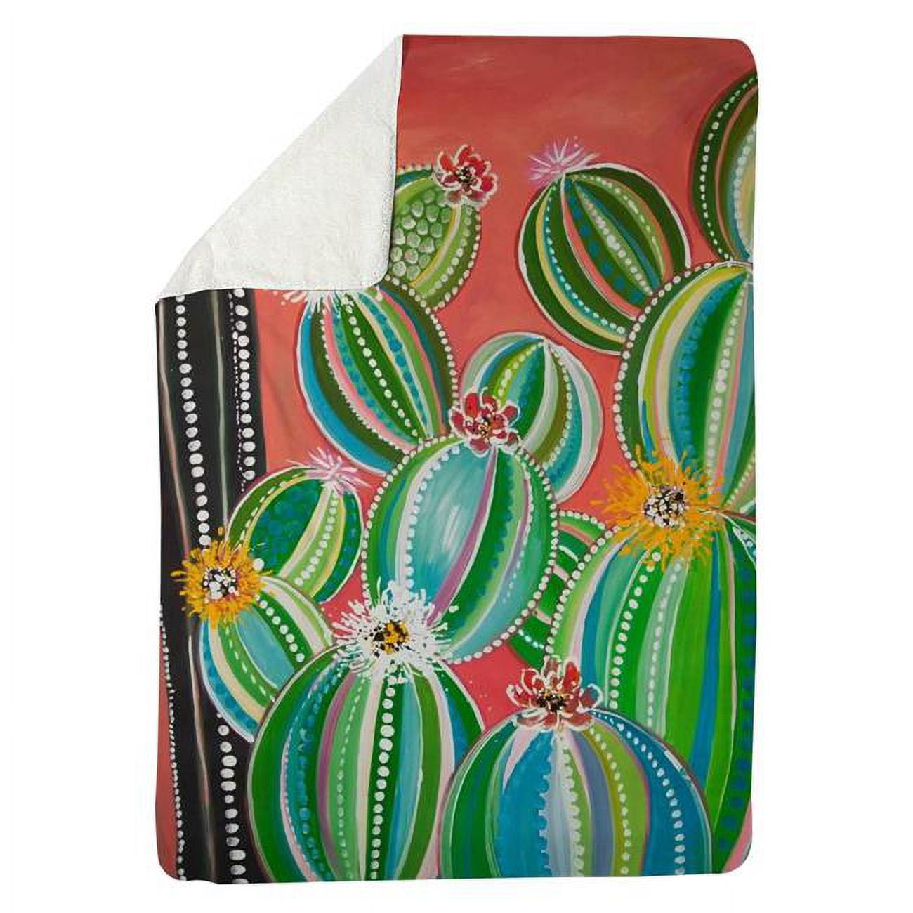 60 x 80 in. Rainbow Cactus-Sherpa Fleece Blanket