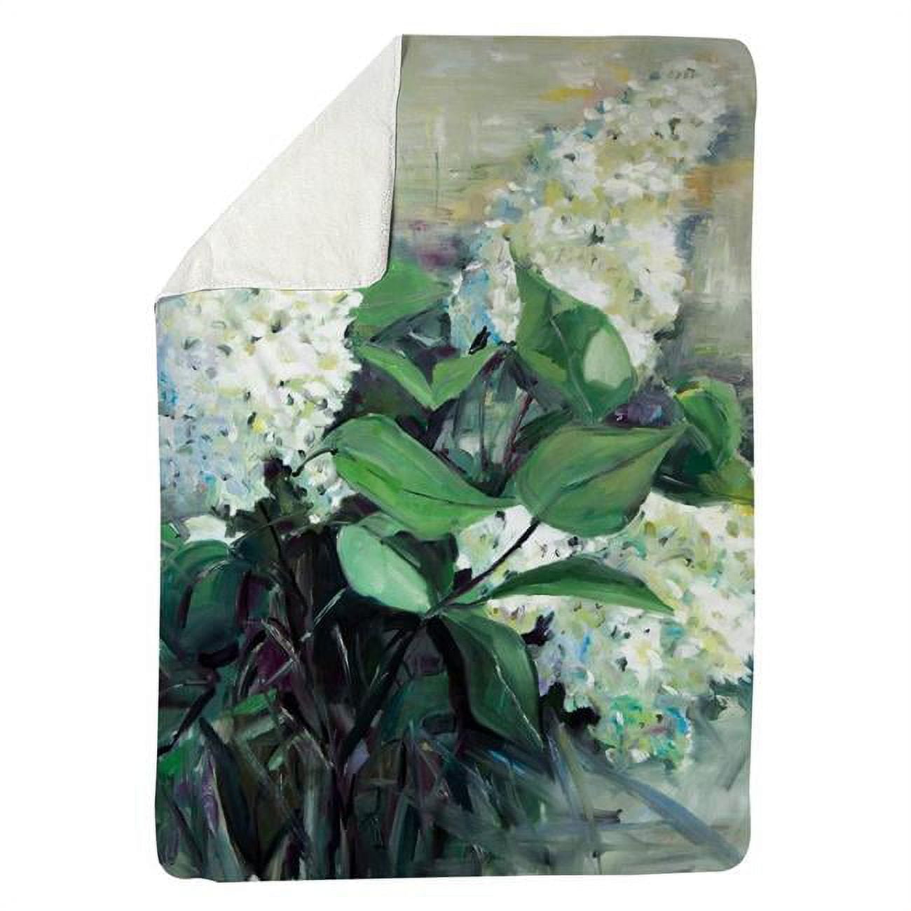 60 x 80 in. White Lilacs-Sherpa Fleece Blanket