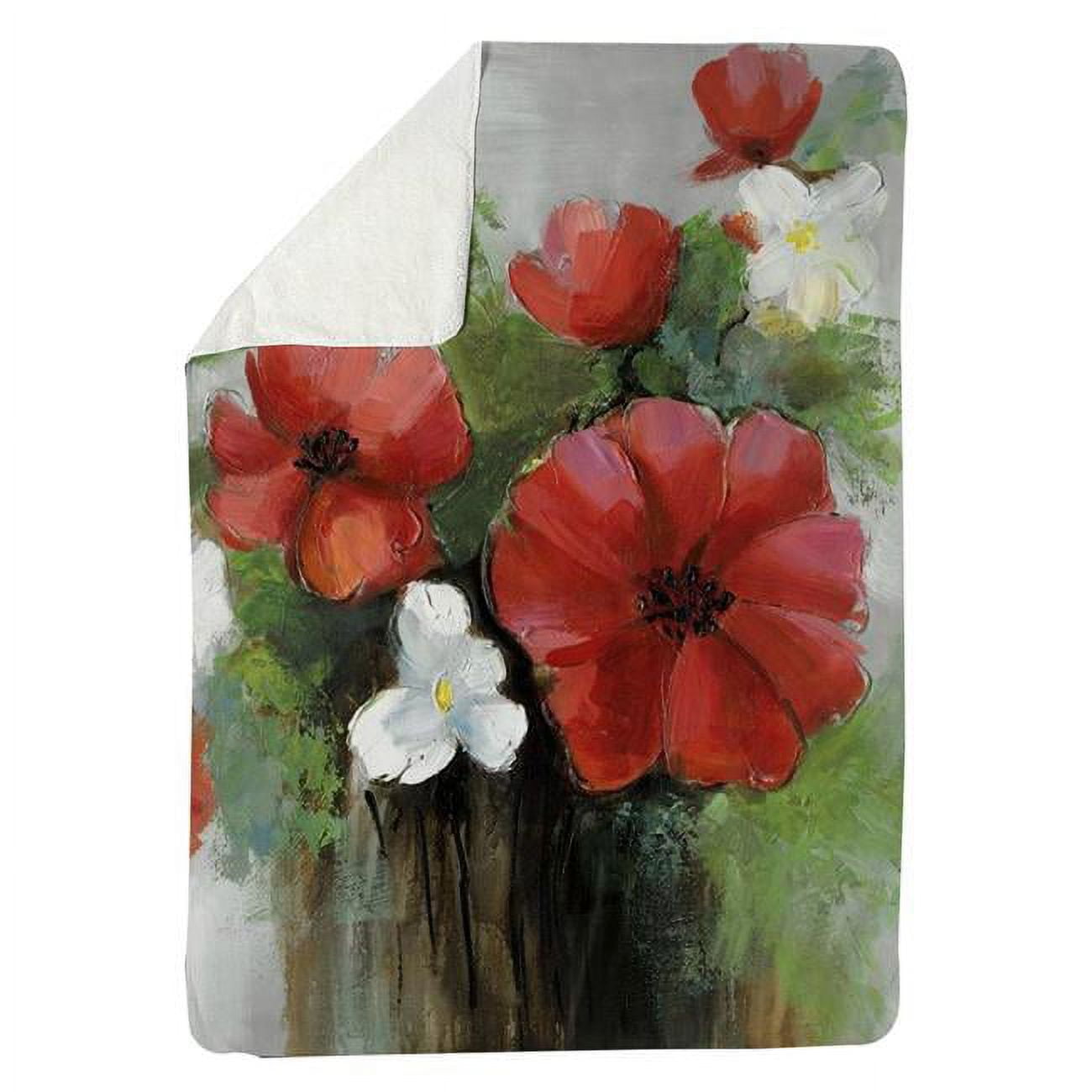 60 x 80 in. Abstract Wild Flowers Bundle-Sherpa Fleece Blanket