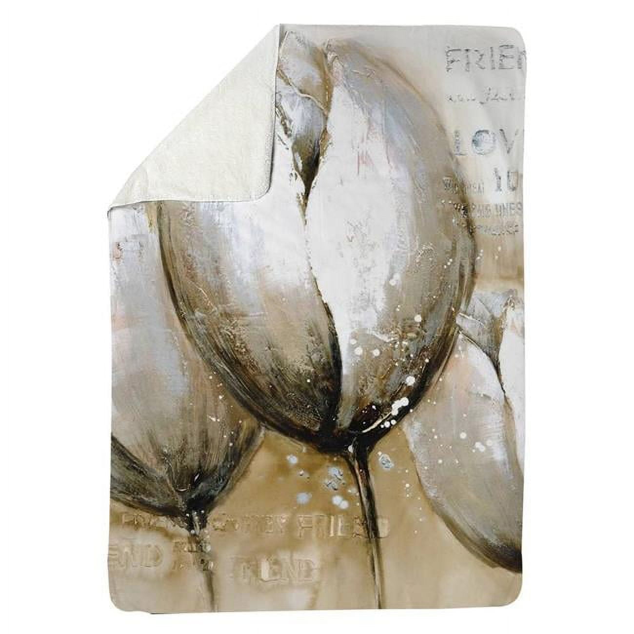 60 x 80 in. Three Tulips with Typography-Sherpa Fleece Blanket