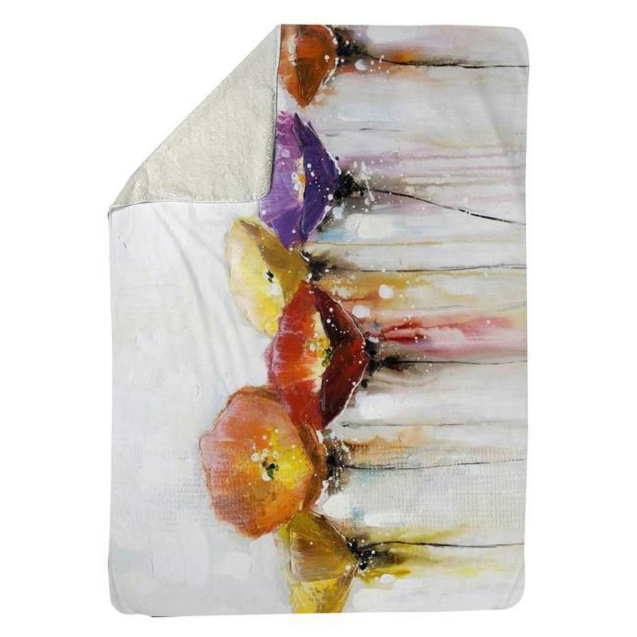 60 x 80 in. Multiple Colorful Abstract Flowers-Sherpa Fleece Blanket