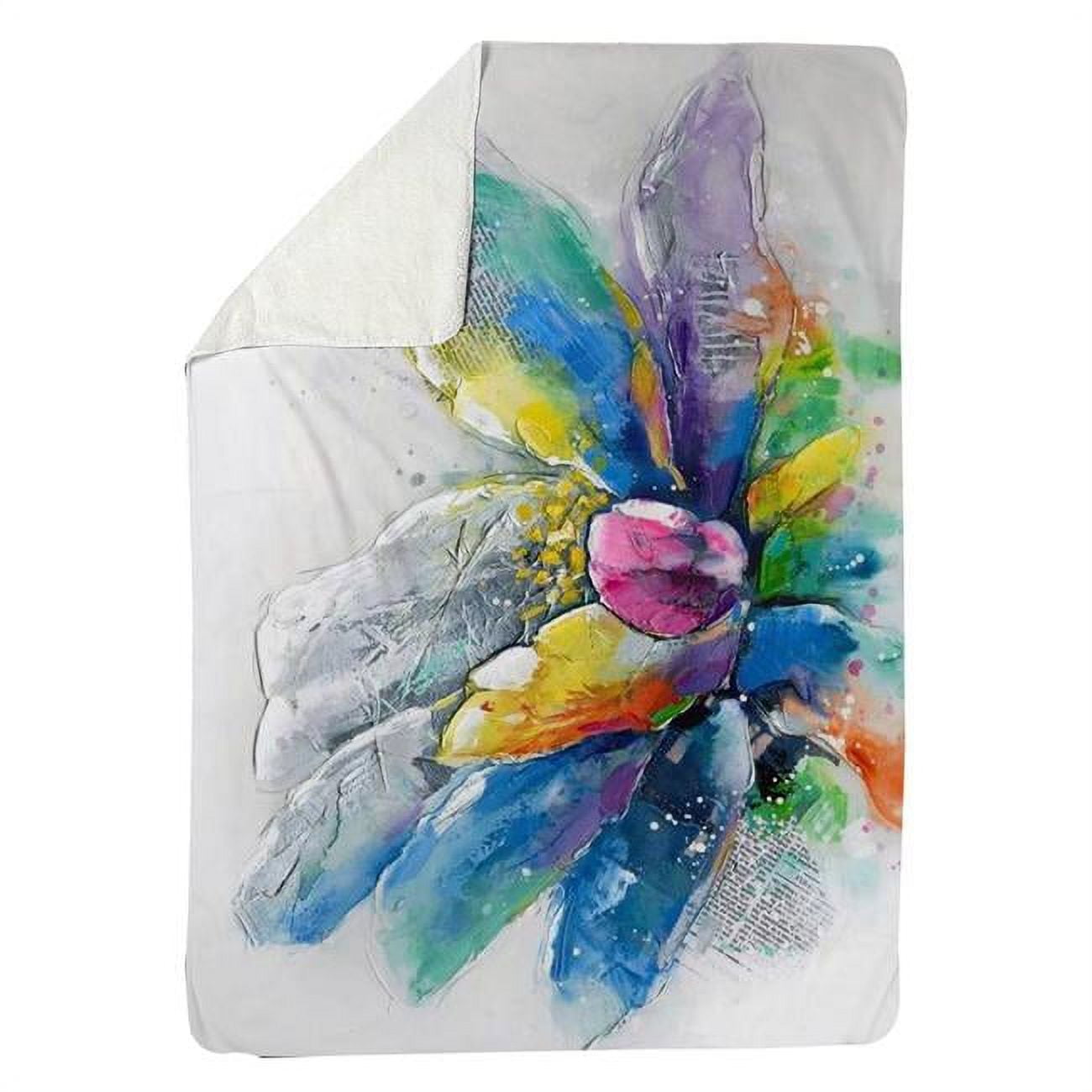 5545-6080-FL61 60 x 80 in. Abstract Flower with Newspaper-Sherpa Fleece Blanket