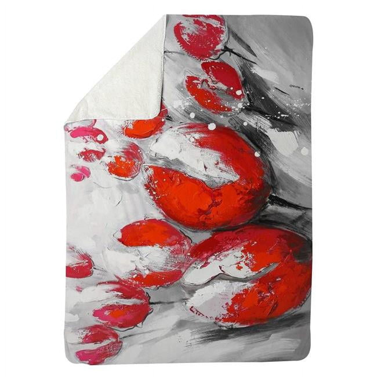 60 x 80 in. Red Tulips-Sherpa Fleece Blanket