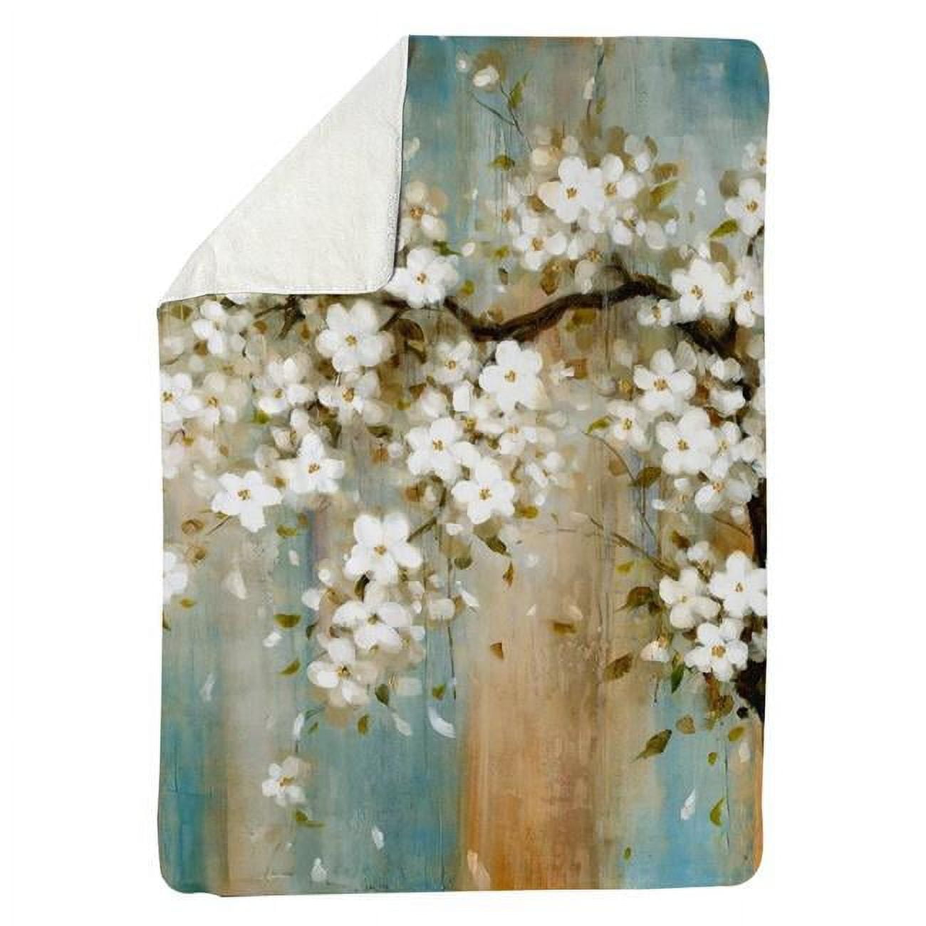 60 x 80 in. Relaxing Cherry Blossoms-Sherpa Fleece Blanket