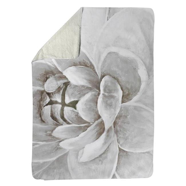 60 x 80 in. Delicate White Chrysanthemum-Sherpa Fleece Blanket