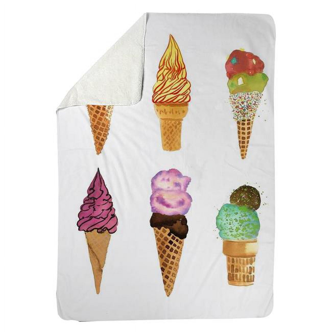 60 x 80 in. Ice Cream Cones-Sherpa Fleece Blanket