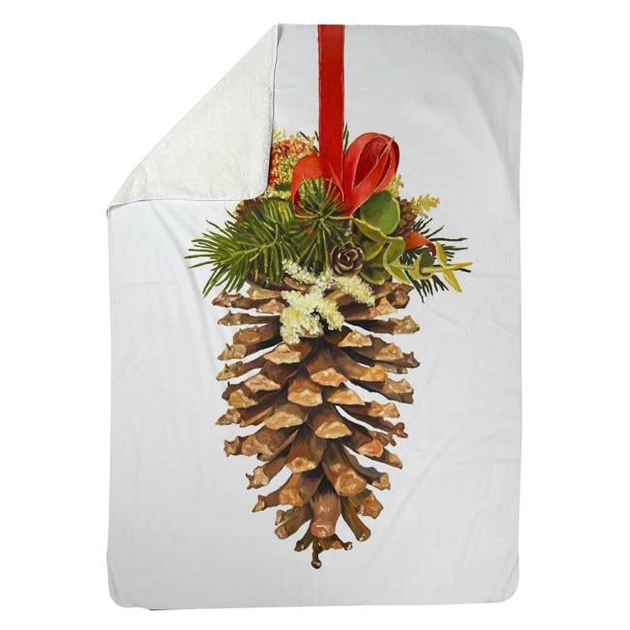 60 x 80 in. Christmas Pine Cone-Sherpa Fleece Blanket
