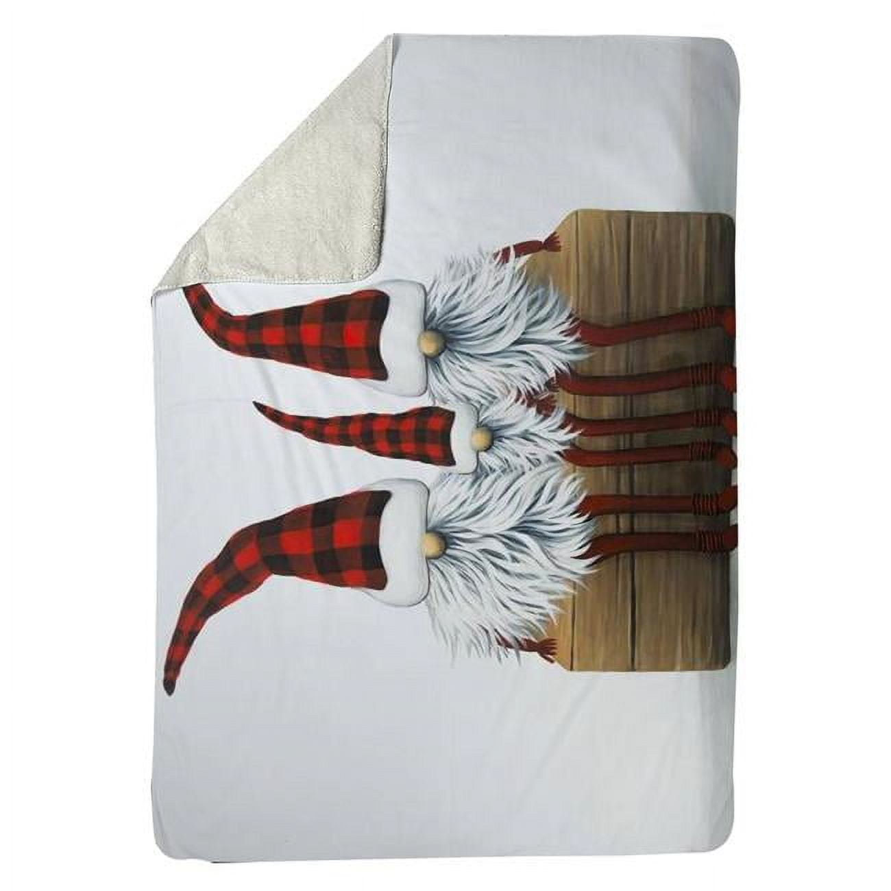 60 x 80 in. Three Christmas Gnomes-Sherpa Fleece Blanket