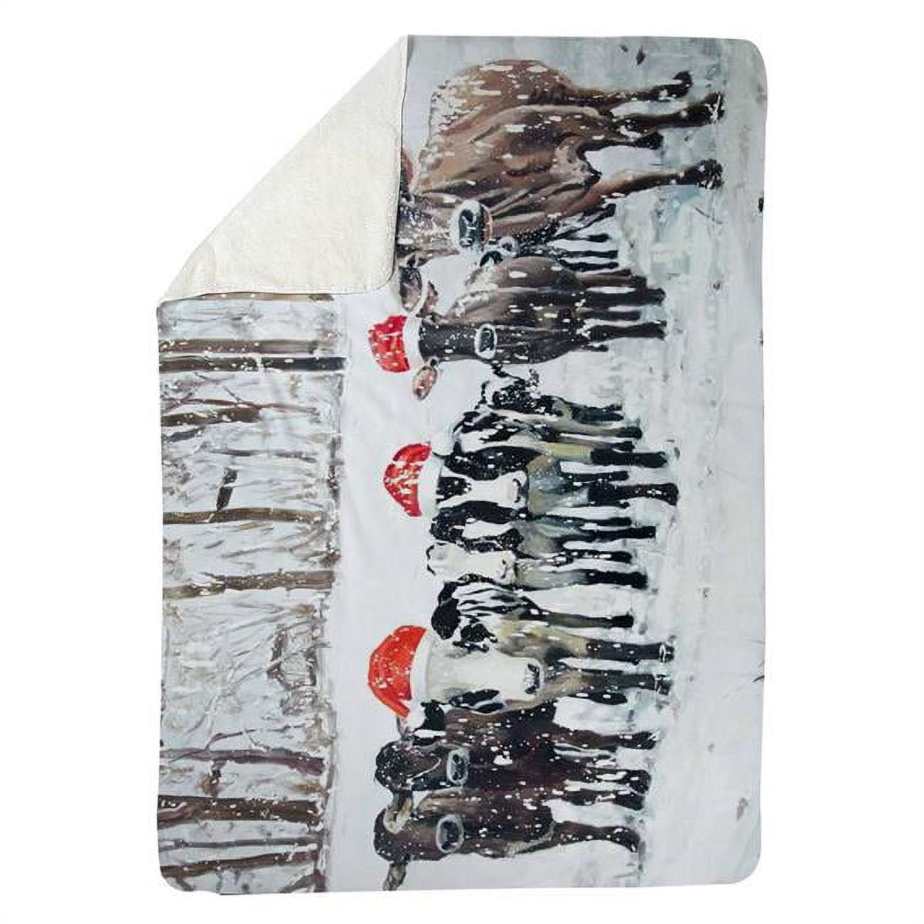 60 x 80 in. Curious Christmas Cows-Sherpa Fleece Blanket