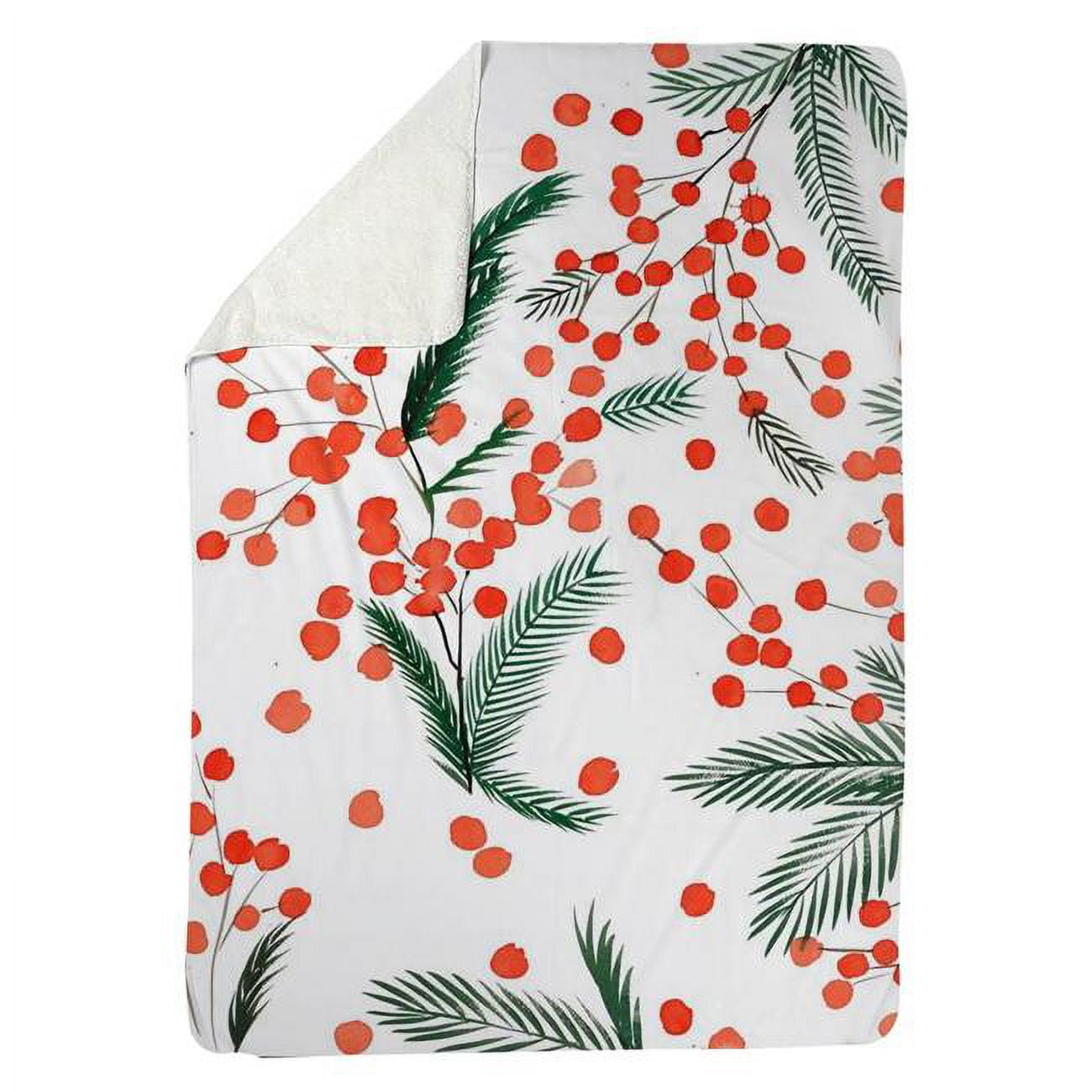 60 x 80 in. Mistletoe Leaf Pattern-Sherpa Fleece Blanket