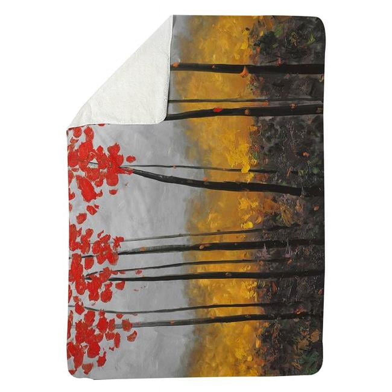 60 x 80 in. Abstract Autumn Trees-Sherpa Fleece Blanket