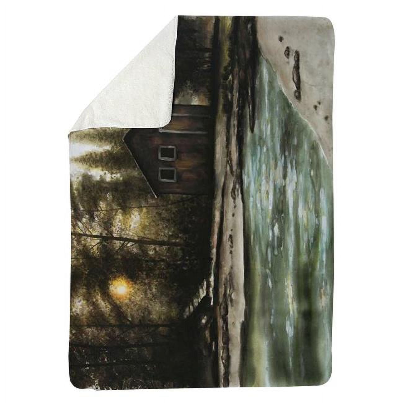 60 x 80 in. Cabin in the Forest-Sherpa Fleece Blanket