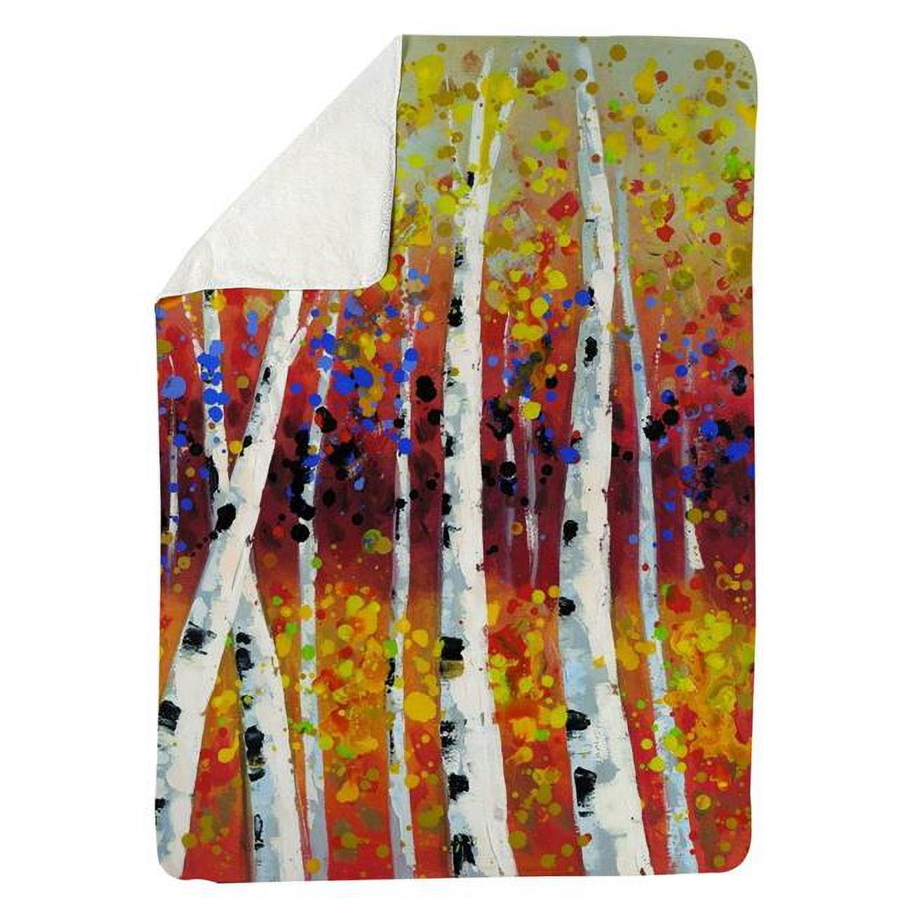 60 x 80 in. Colored Birches-Sherpa Fleece Blanket