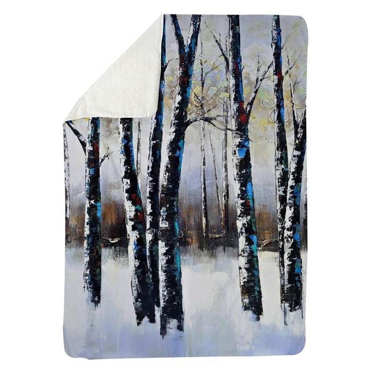 60 x 80 in. Frosted Trees-Sherpa Fleece Blanket