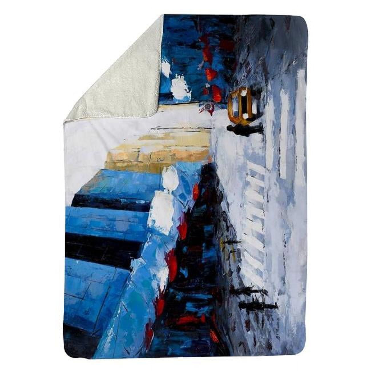 60 x 80 in. Blue Buildings-Sherpa Fleece Blanket