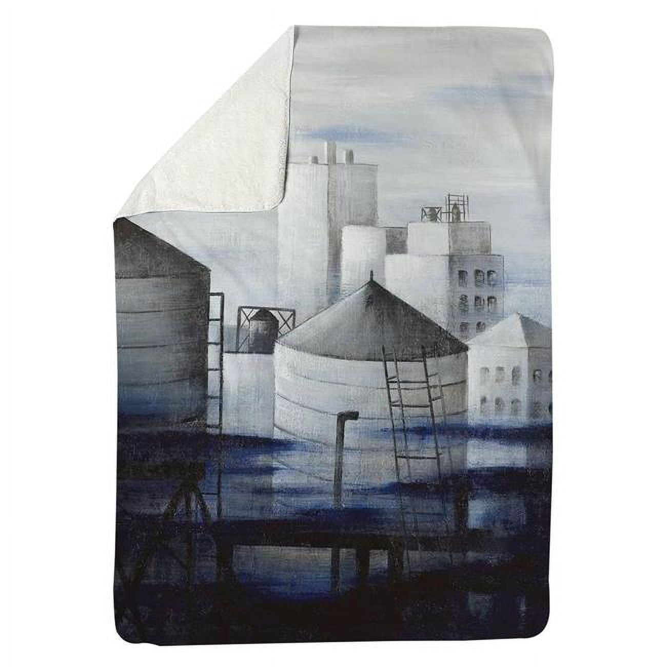 5545-6080-CI250 60 x 80 in. Grey City with Blue Clouds-Sherpa Fleece Blanket