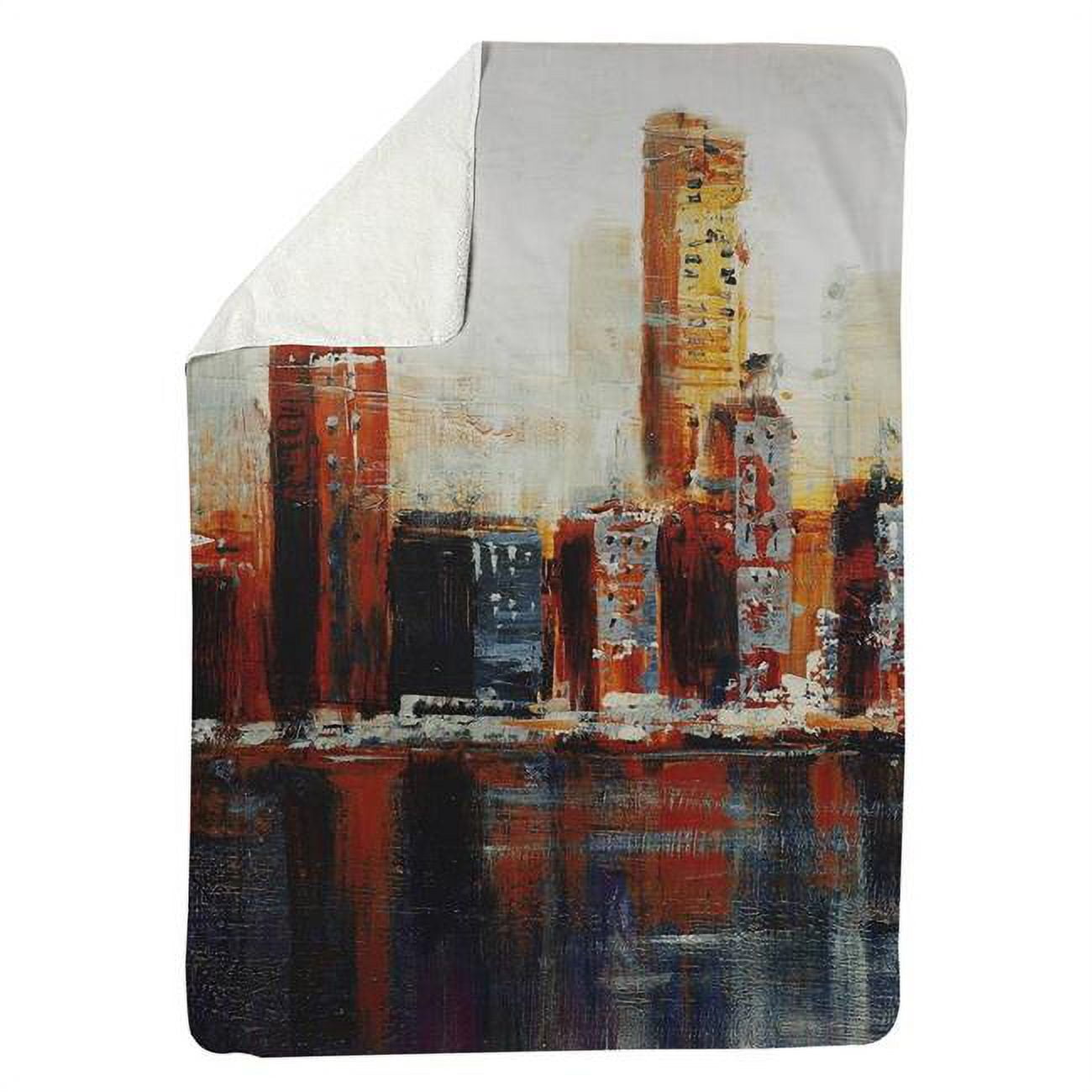 60 x 80 in. Abstract Red Cityscape-Sherpa Fleece Blanket