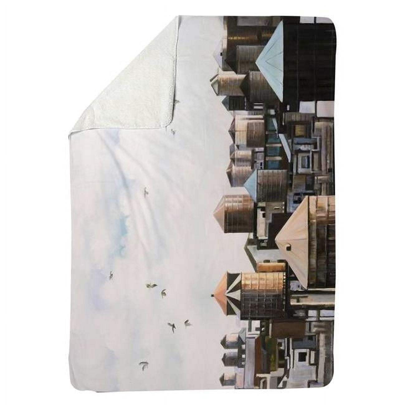5545-6080-CI266 60 x 80 in. Water Towers with Birds-Sherpa Fleece Blanket