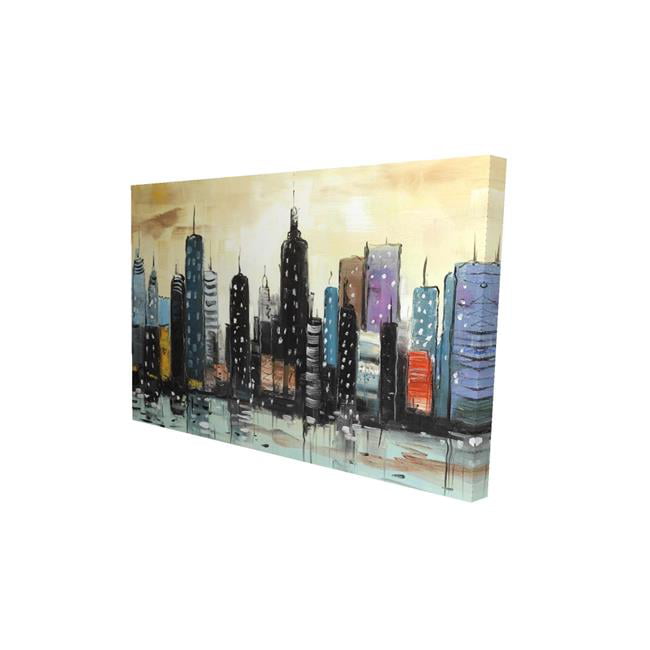 20 x 30 in. Skyline on Abstract Cityscape-Print on Canvas