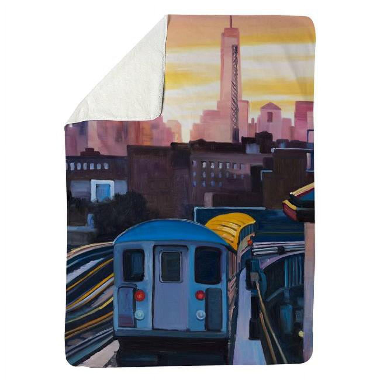 60 x 80 in. Sunset Over The Subway In New-York-Sherpa Fleece Blanket